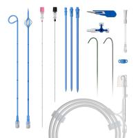 Набор для перкутанной нефростомии: Катетер нефростомический "Pigtail" 8Fr, 30см, с гидрофильным покрытием, со струнным замком; Иглы; Дилататор; Струна, PHS-0830-JGW