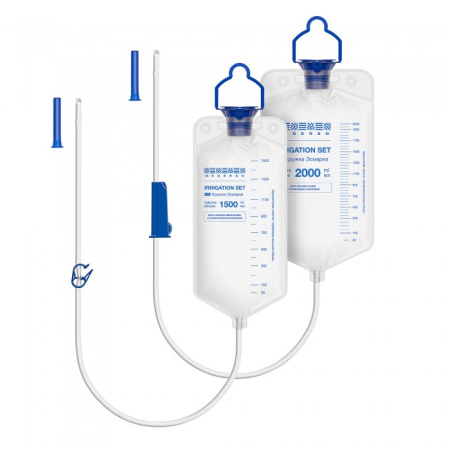Кружка Эсмарха Mederen одноразовая стерильная с роликовым зажимом объемом 1500 мл 0316-M100-01