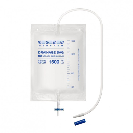 Мешок дренажный c Т-образным краном , объем 1500 мл, длина соединительной трубки 500 мм, диаметр соединительной трубки 8,0 мм 0615-M1500BV-5