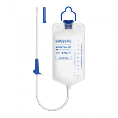 Кружка Эсмарха Mederen одноразовая стерильная с роликовым зажимом объемом 1750 мл 0316-M100-02