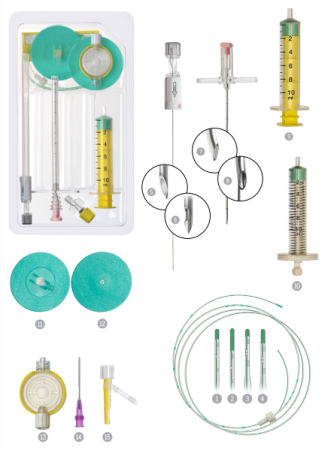 Набор для спинально-эпидуральной анестезии: Игла Tuohy Turn-Lock с торцевым отверстием, Игла Pencil Point 27G 18TEPS