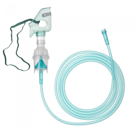 Набор для проведения аэрозольной терапии, в составе: - маска аэрозольная размер M, удлинённая;- коннектор;- небулайзер 6 мл; - соединительная трубка 0115-M112-31
