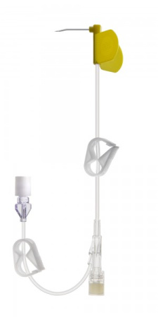 Игла Губера изогнутая с крыльями для фиксации Optimum 19G (1,1 мм) 20 мм, с удлинителем  21 см 0256-MI820-19