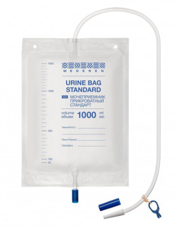 Мочеприемник Mederen прикроватный Стандарт с выдвижным краном объем 1000 мл, трубка 90 см 1604-M101-01